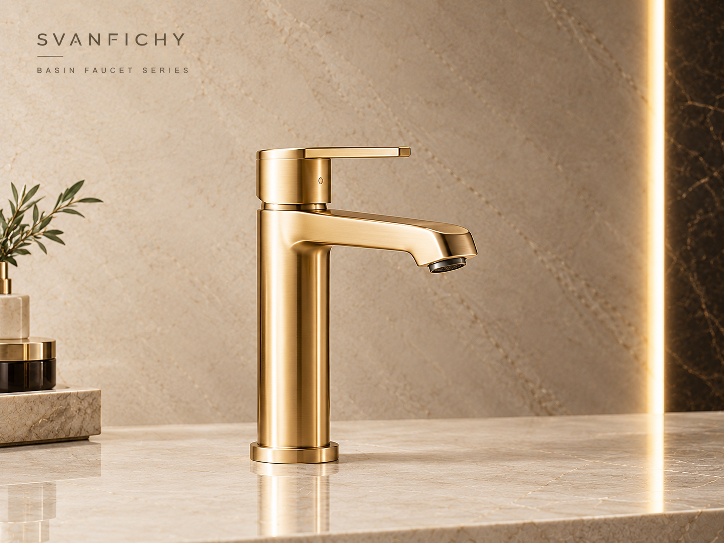 Basin Faucet — Warm Gold